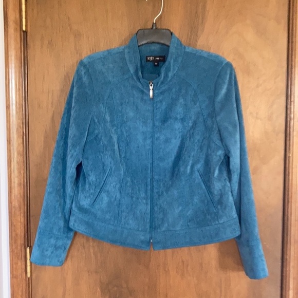 Vintage Jackets & Blazers - Vintage 90s  collarless jacket lined hidden shoulder pads office business casual